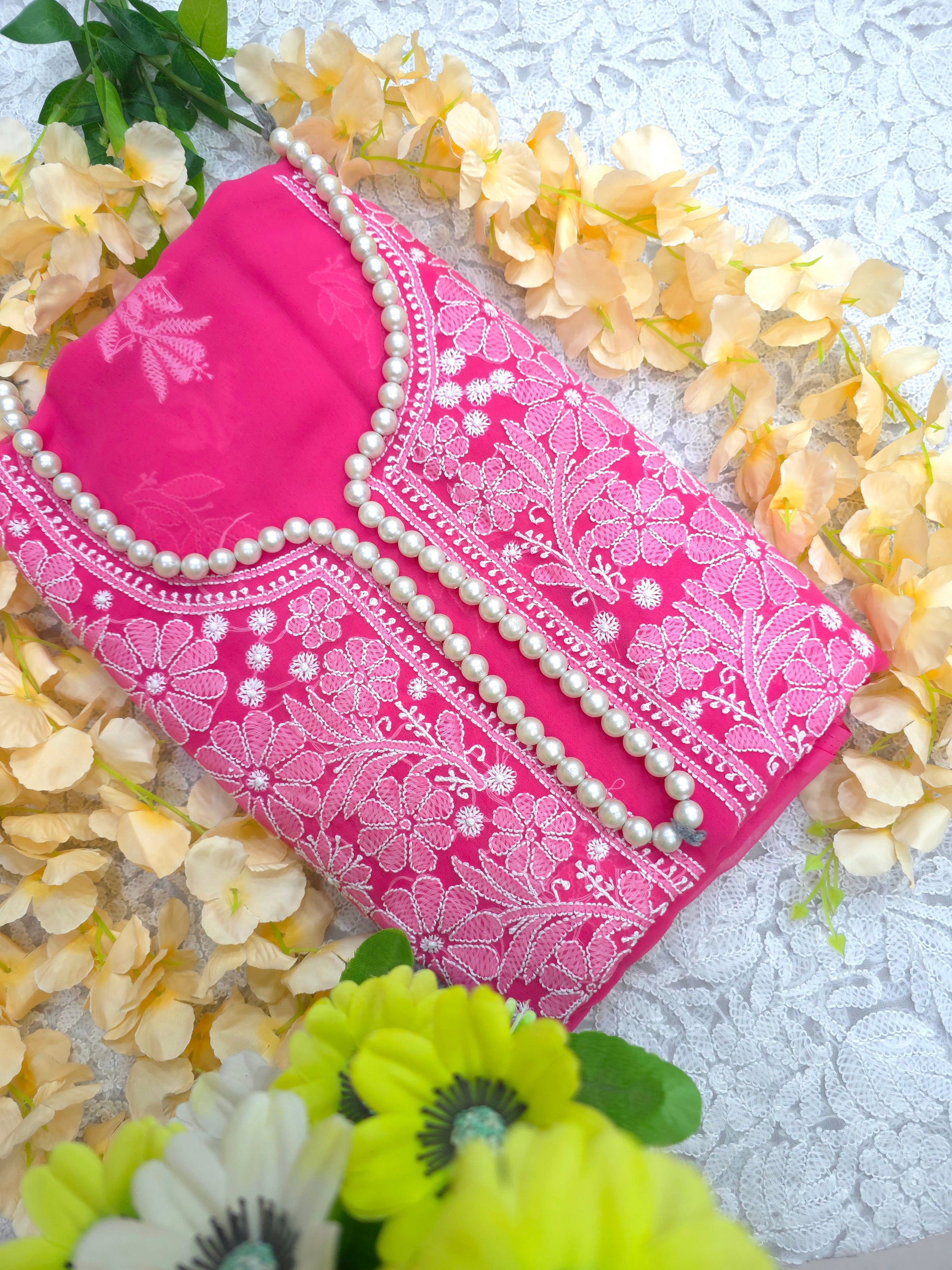 Georgette Chikankari Fancy Dress Material