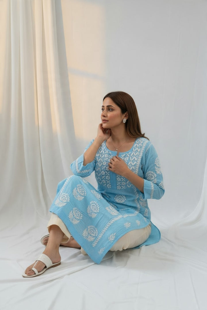 SARA Modal Chikankari  Kurti