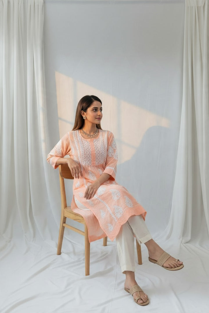 SARA Modal Chikankari  Kurti