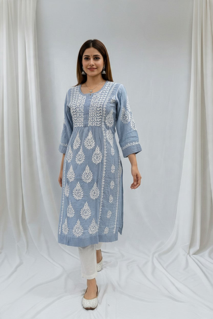SARA Modal Chikankari  Kurti