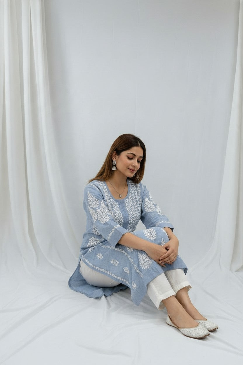 SARA Modal Chikankari  Kurti