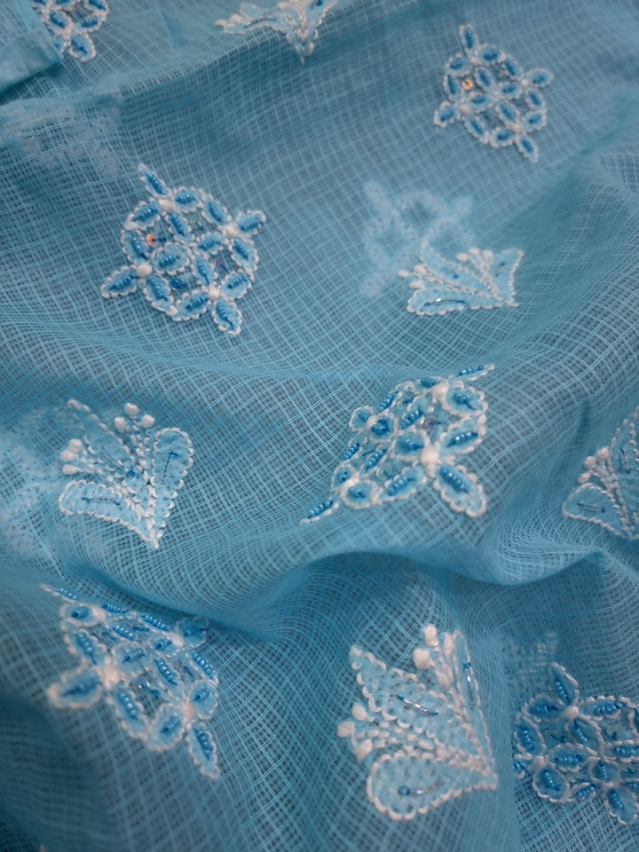 Kota Chikankari Dress material Blue