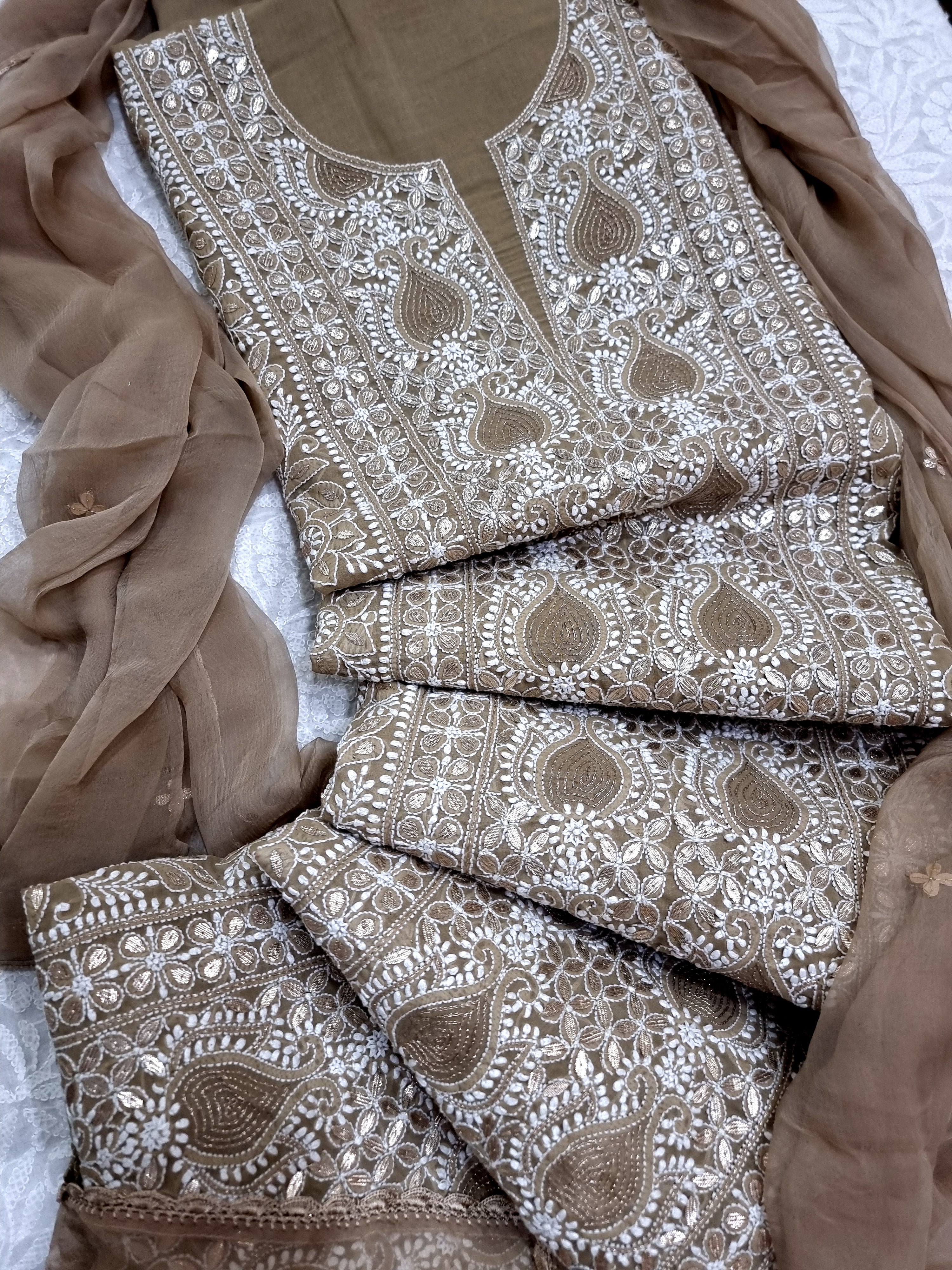Chikankari cotton dress material shop