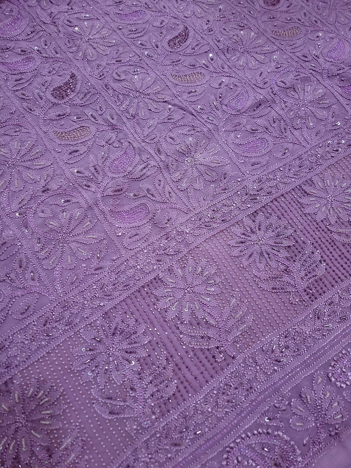 Purple chikankari premium Georgette dress material