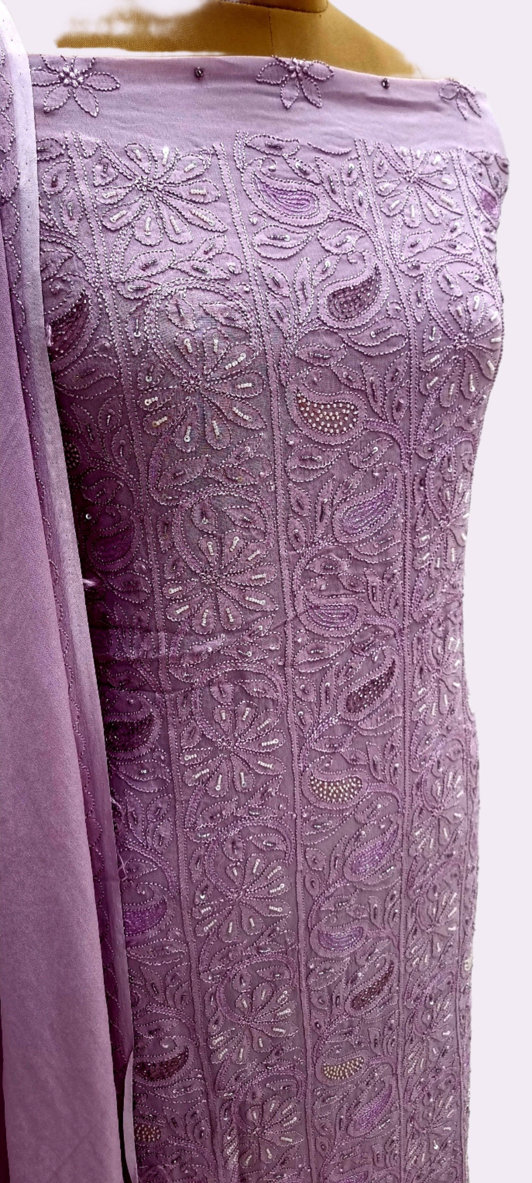 Purple chikankari premium Georgette dress material