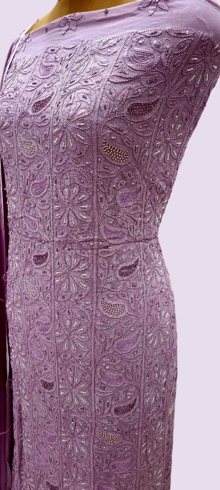 Purple chikankari premium Georgette dress material