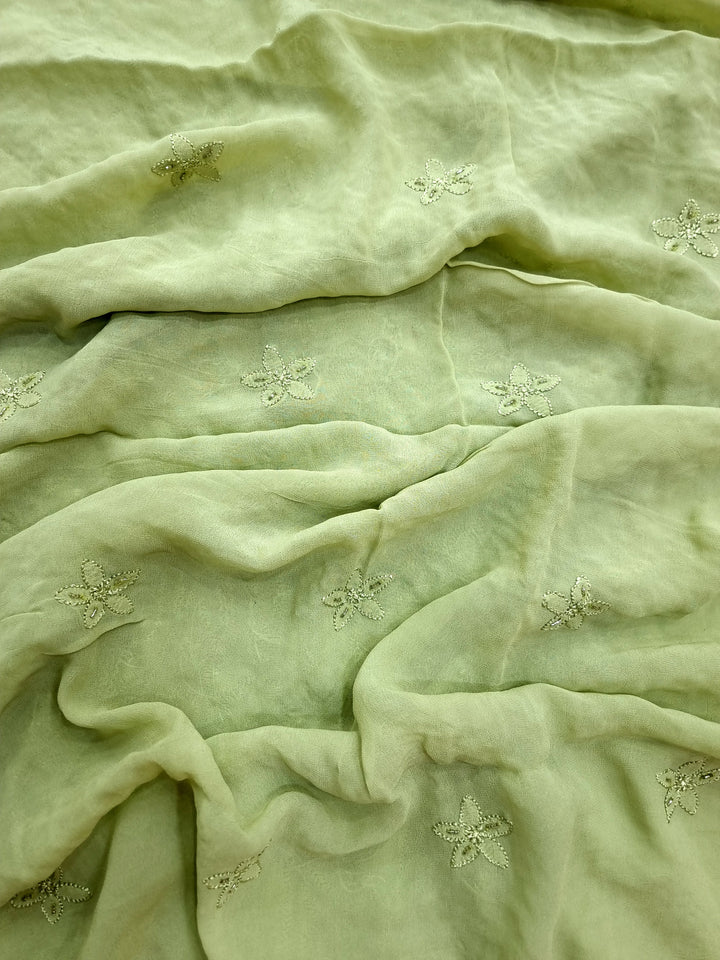 Premium Georgette chikankari dress Material- Green