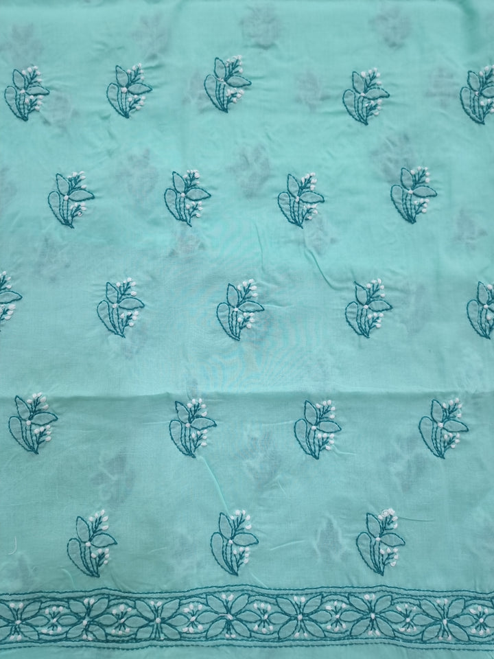 Sea Green Cotton chikankari Dress Material