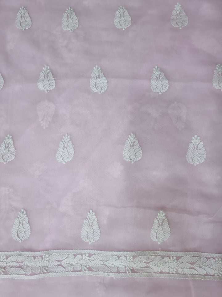 Georgette Chikankari dress material-Baby Pink