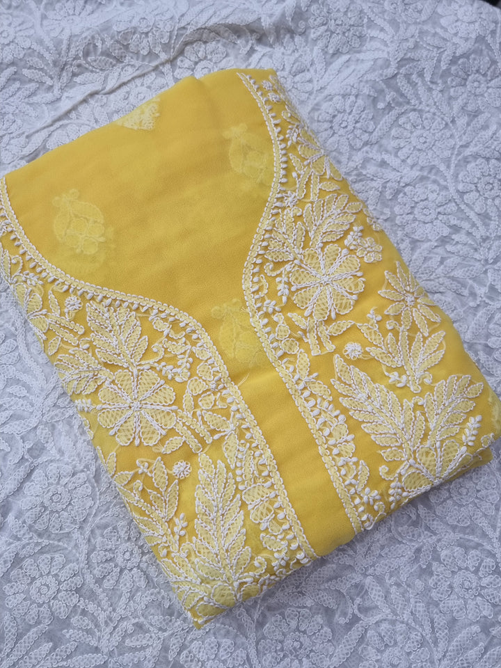 Chikankari Georgette Dress Material- Yellow