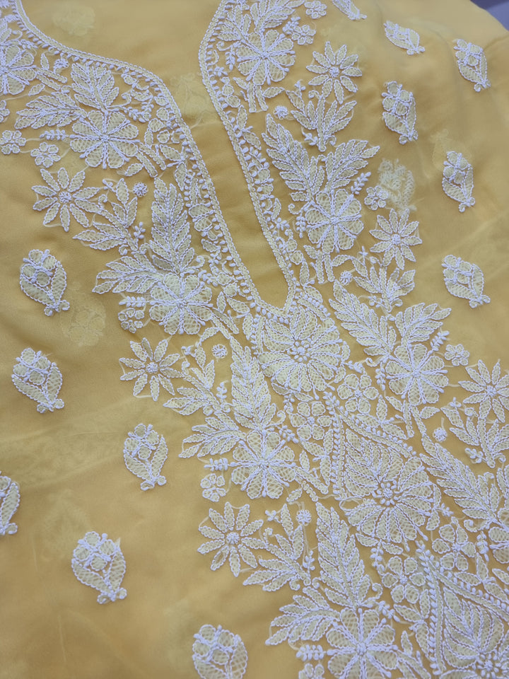 Chikankari Georgette Dress Material- Yellow