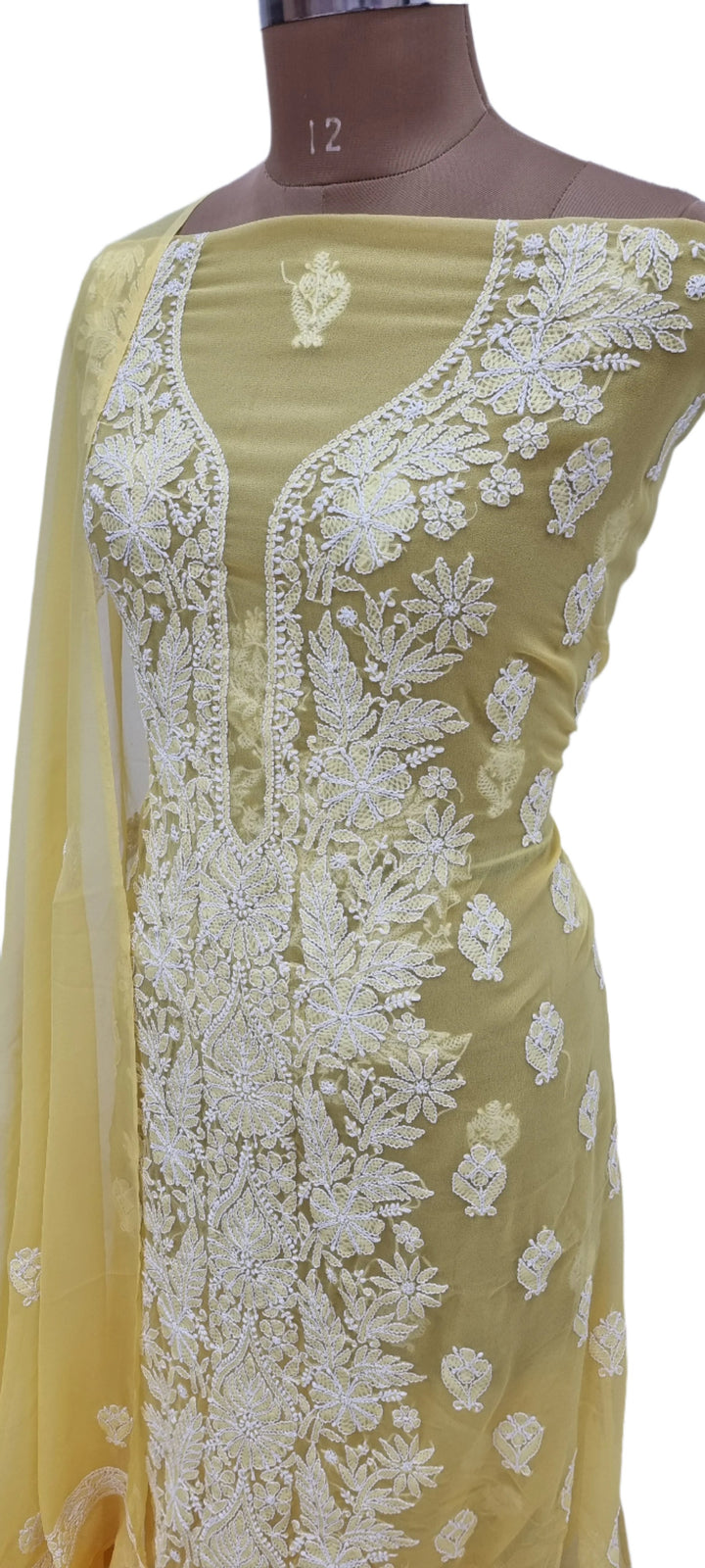 Chikankari Georgette Dress Material- Yellow