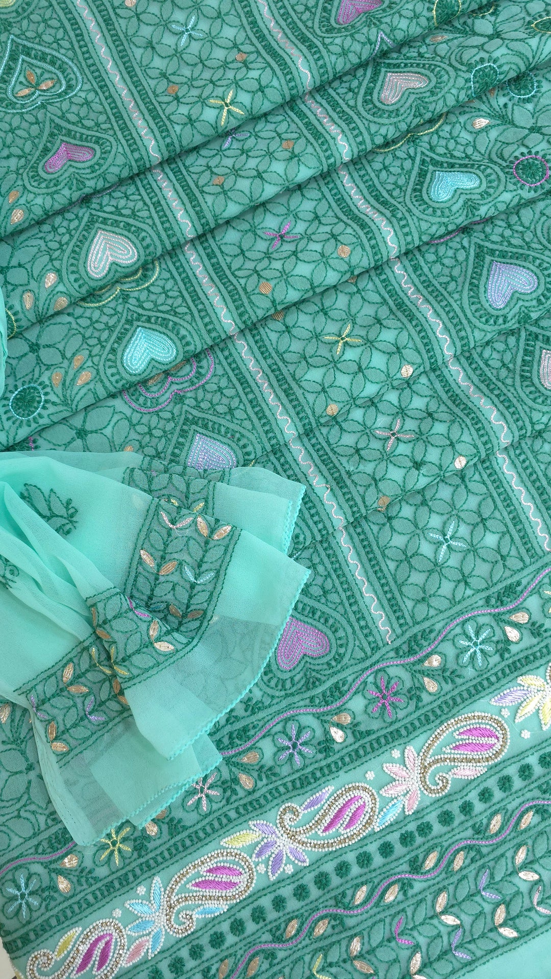 Georgette Chikankari Dress Material Resham Aari pearl Work