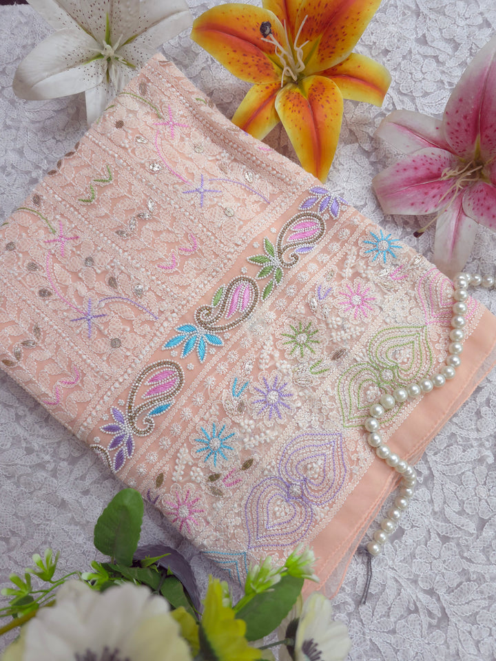 Georgette Chikankari Dress Material Resham Aari pearl Work
