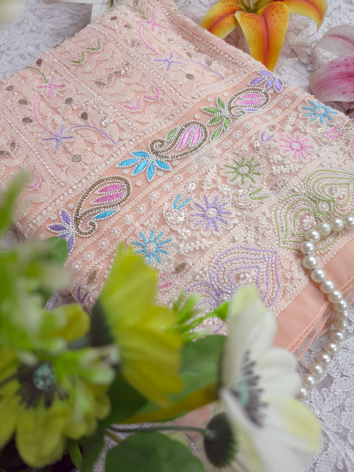 Georgette Chikankari Dress Material Resham Aari pearl Work