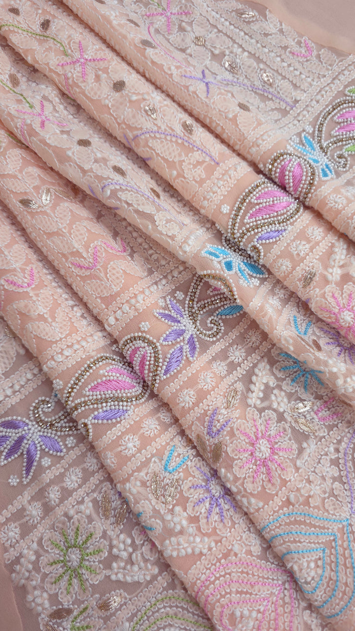 Georgette Chikankari Dress Material Resham Aari pearl Work