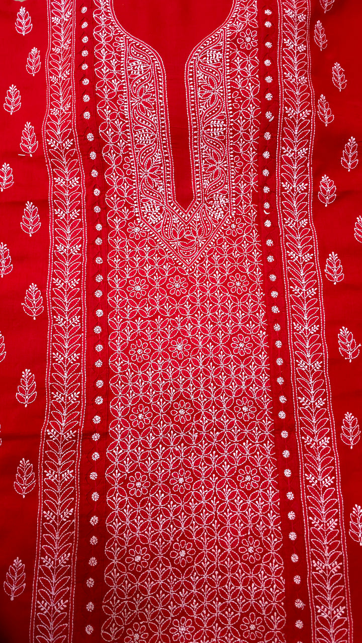 Darz Lucknowi Chikankari  Dress Material – Handmade Cotton Suit with Chiffon Dupatta