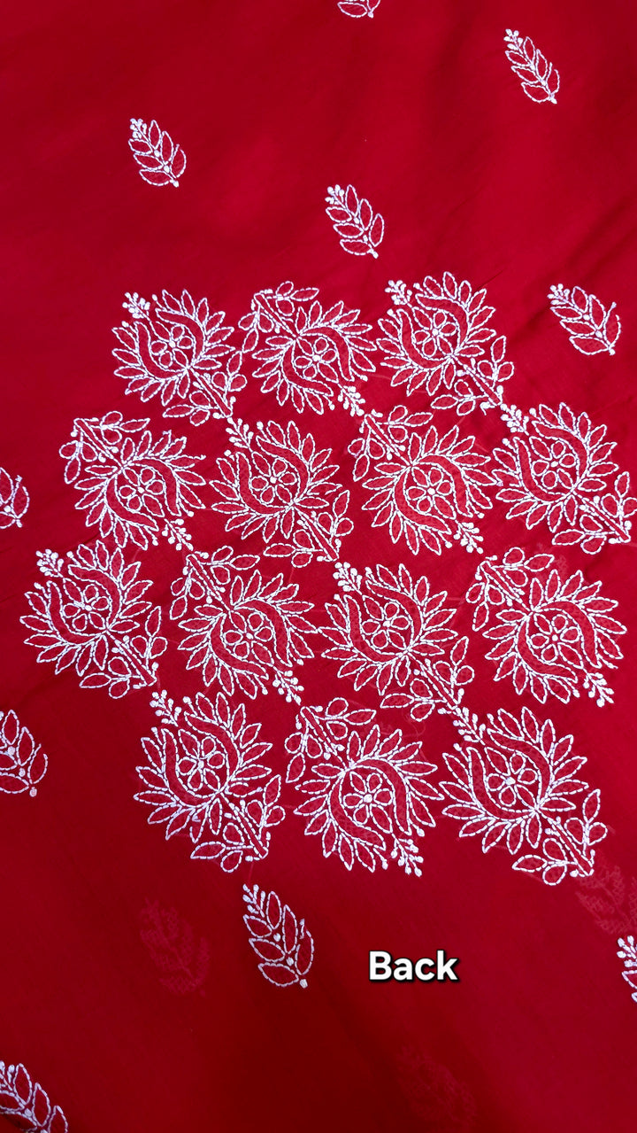 Darz Lucknowi Chikankari  Dress Material – Handmade Cotton Suit with Chiffon Dupatta