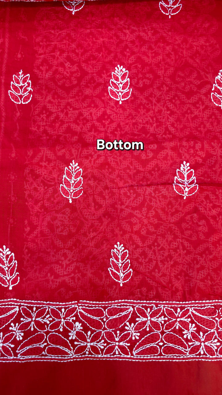 Darz Lucknowi Chikankari  Dress Material – Handmade Cotton Suit with Chiffon Dupatta
