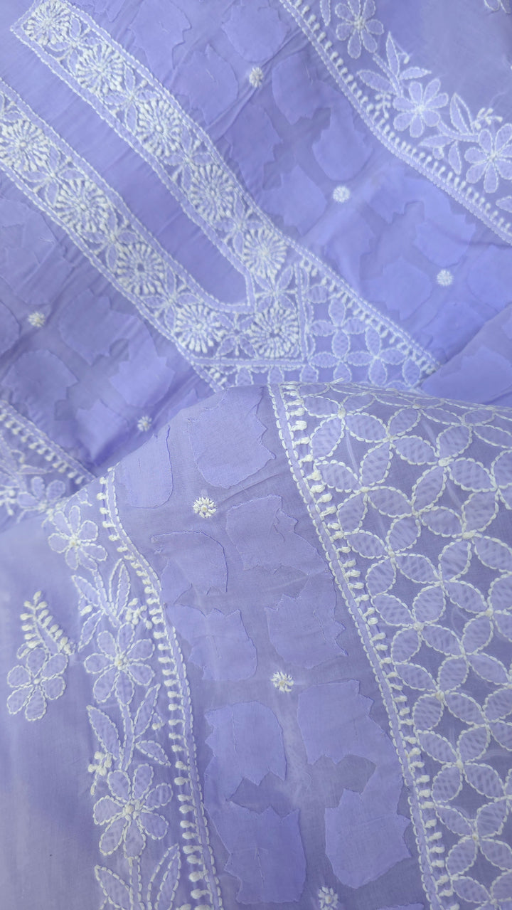 Darz Lucknowi Chikankari  Dress Material – Handmade Cotton Suit with Chiffon Dupatta (Copy)
