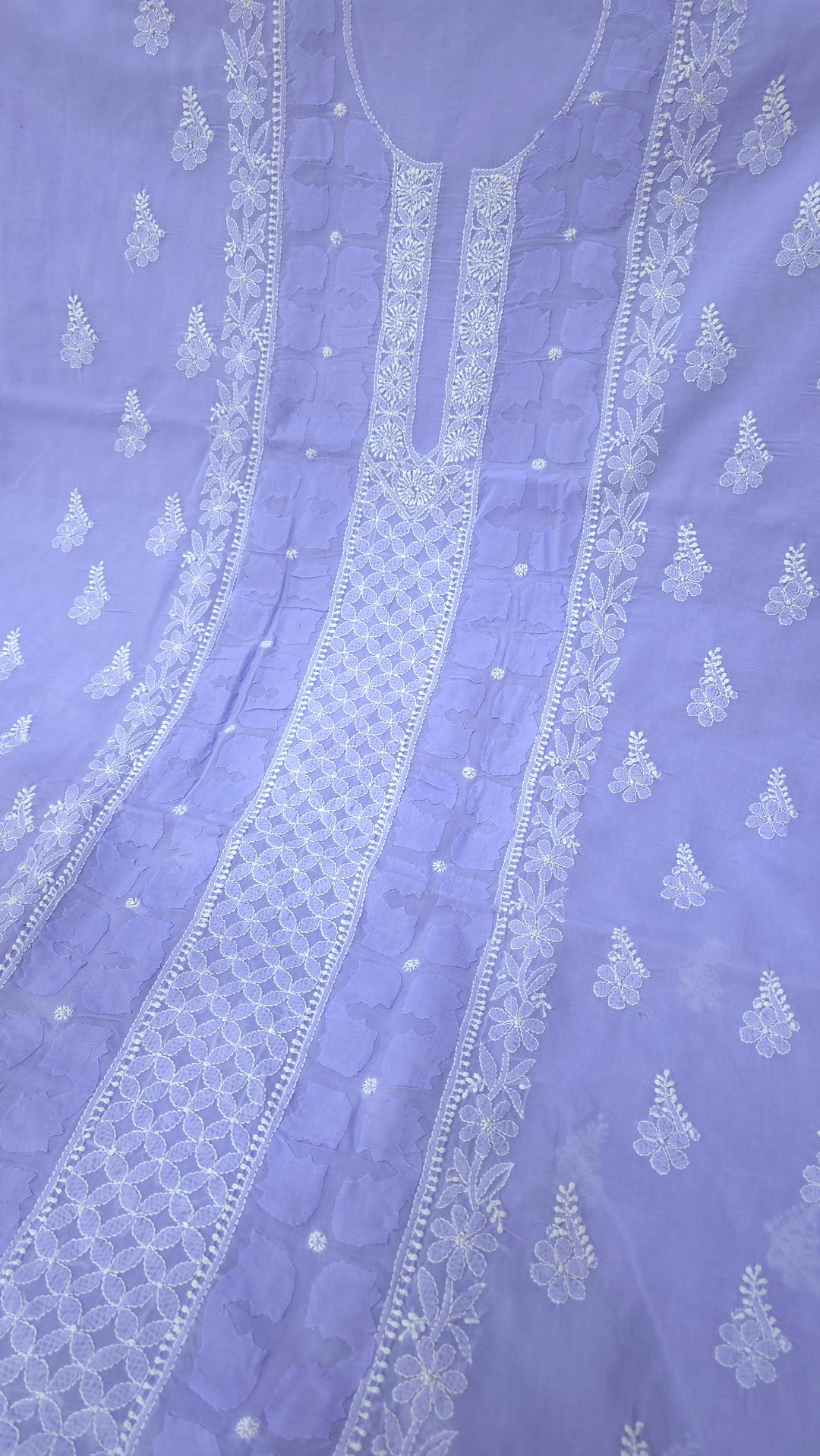 Darz Lucknowi Chikankari  Dress Material – Handmade Cotton Suit with Chiffon Dupatta (Copy)