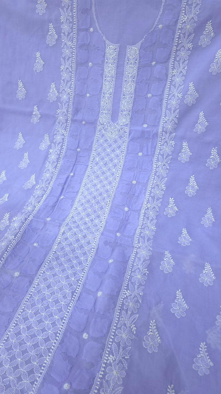 Darz Lucknowi Chikankari  Dress Material – Handmade Cotton Suit with Chiffon Dupatta (Copy)