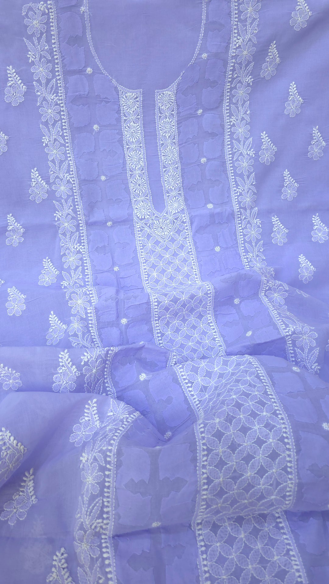 Darz Lucknowi Chikankari  Dress Material – Handmade Cotton Suit with Chiffon Dupatta (Copy)