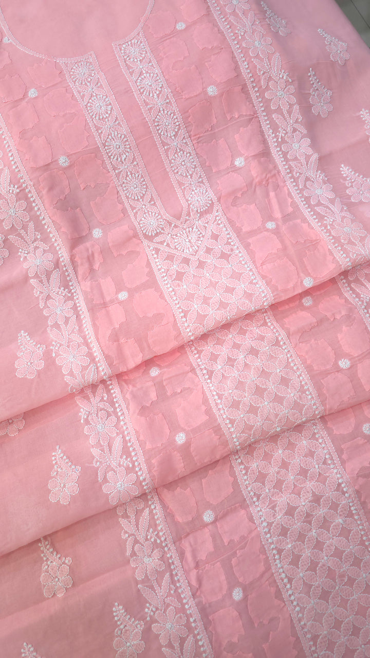 Darz Lucknowi Chikankari  Dress Material – Handmade Cotton Suit with Chiffon Dupatta
