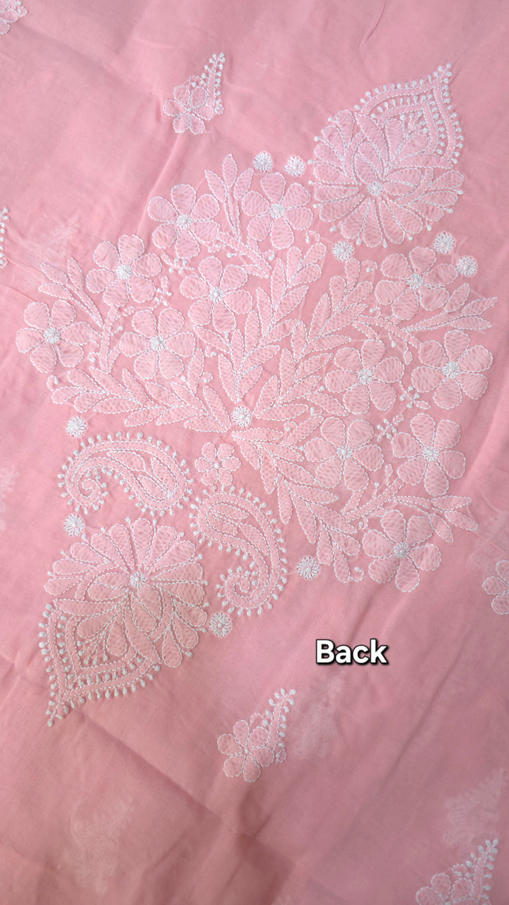 Darz Lucknowi Chikankari  Dress Material – Handmade Cotton Suit with Chiffon Dupatta