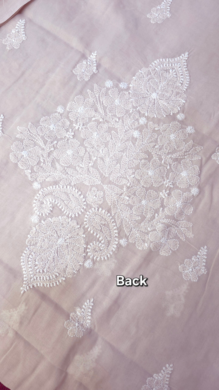 Darz Lucknowi Chikankari  Dress Material – Handmade Cotton Suit with Chiffon Dupatta