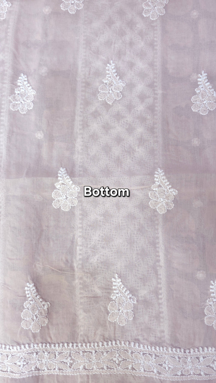 Darz Lucknowi Chikankari  Dress Material – Handmade Cotton Suit with Chiffon Dupatta