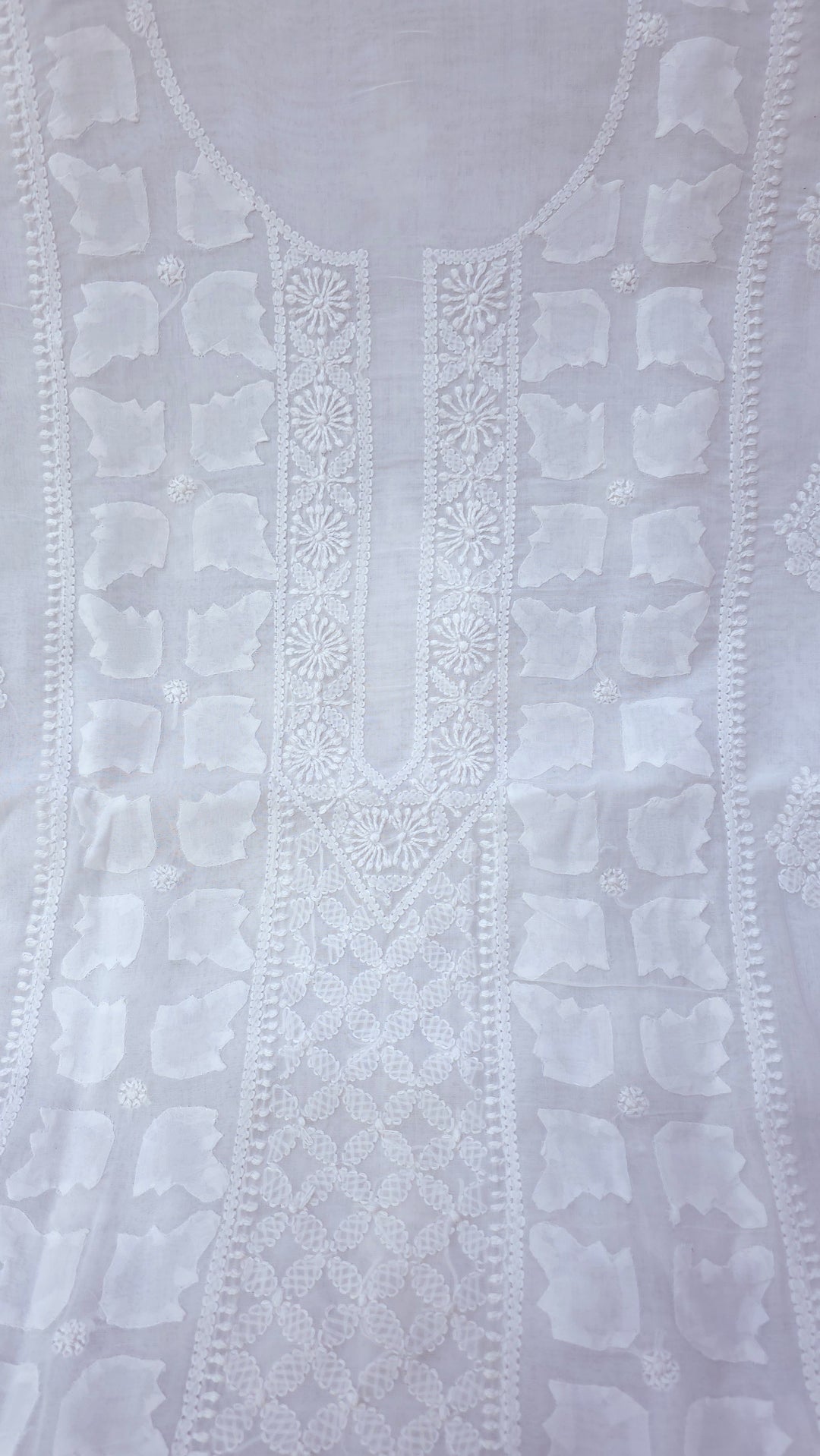 Darz Lucknowi Chikankari  Dress Material – Handmade Cotton Suit with Chiffon Dupatta