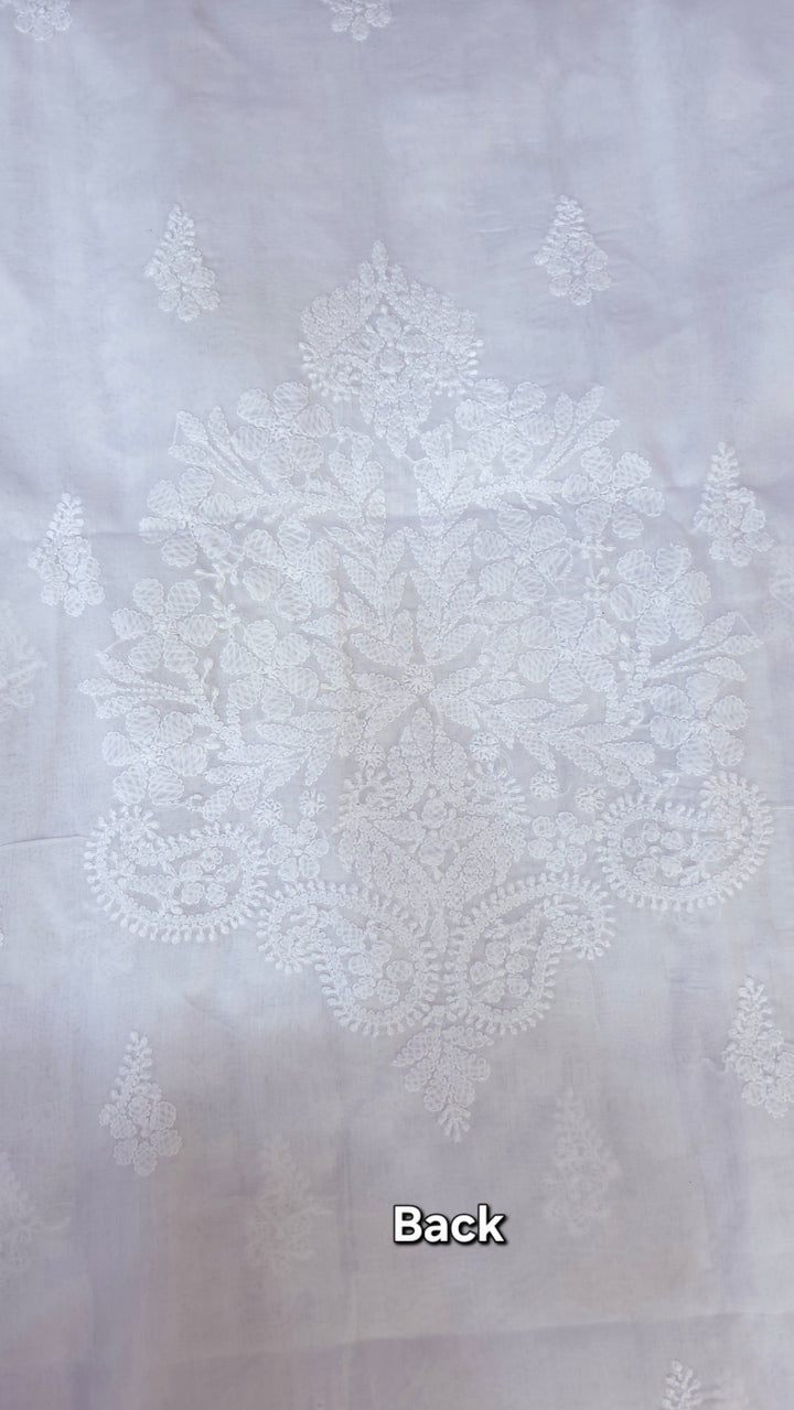 Darz Lucknowi Chikankari  Dress Material – Handmade Cotton Suit with Chiffon Dupatta