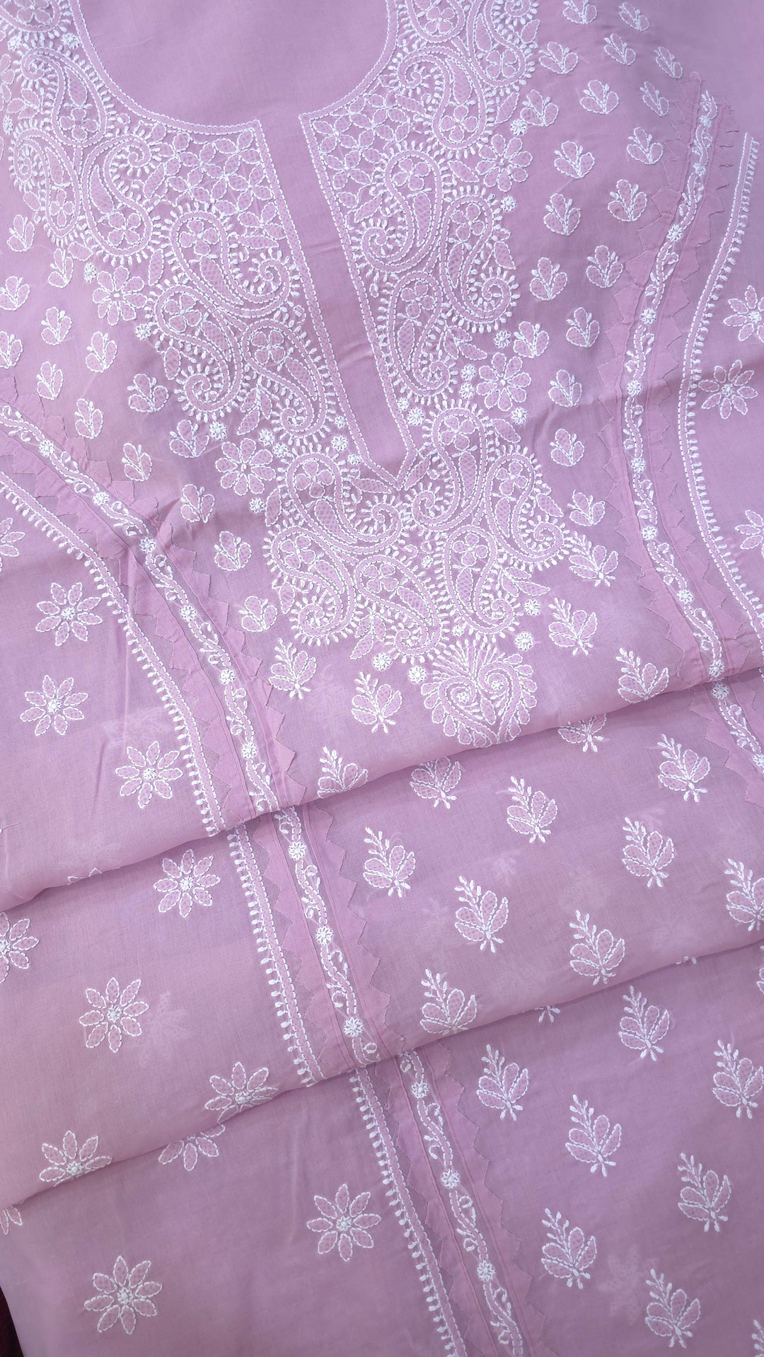 Darz Lucknowi Chikankari  Dress Material – Handmade Cotton Suit with Chiffon Dupatta
