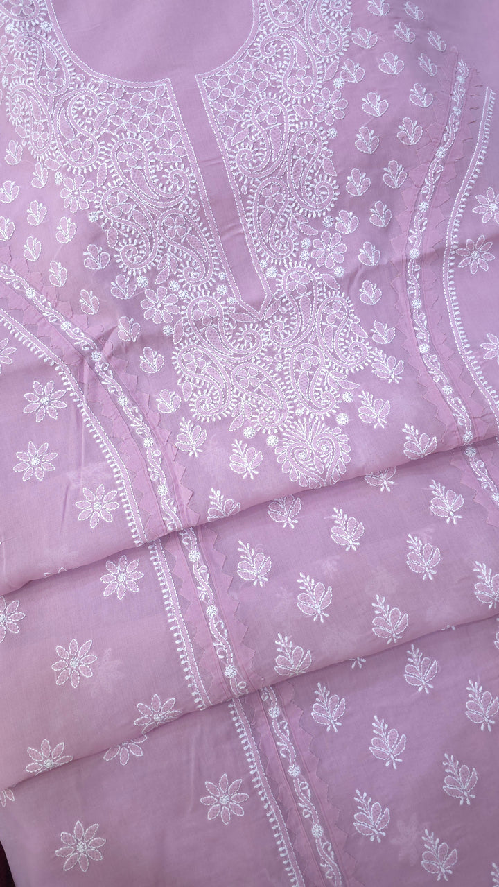 Darz Lucknowi Chikankari  Dress Material – Handmade Cotton Suit with Chiffon Dupatta
