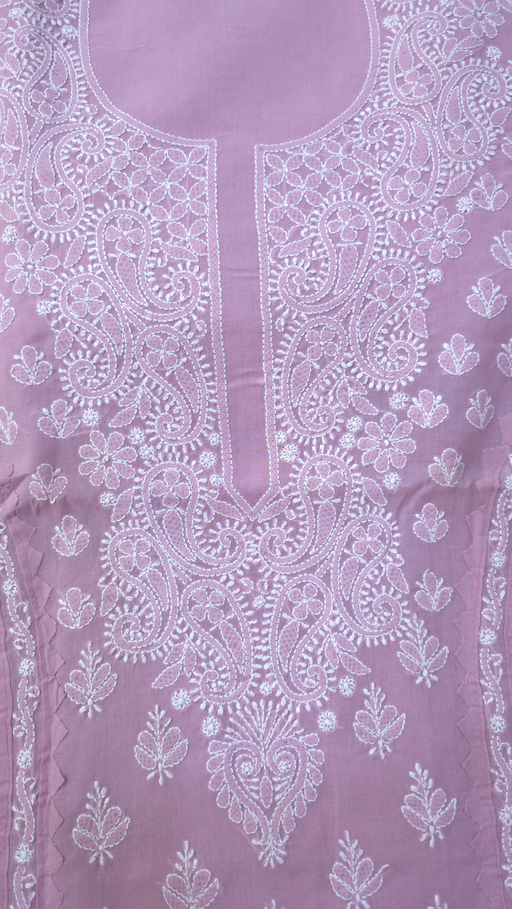 Darz Lucknowi Chikankari  Dress Material – Handmade Cotton Suit with Chiffon Dupatta