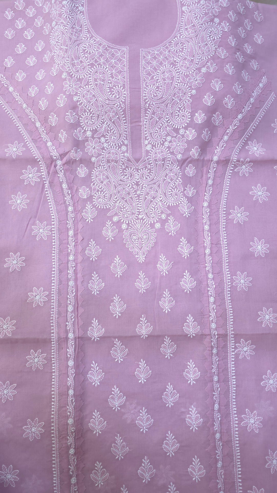 Darz Lucknowi Chikankari  Dress Material – Handmade Cotton Suit with Chiffon Dupatta