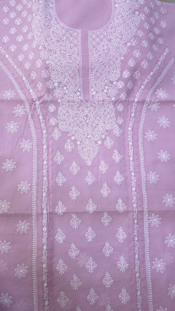 Darz Lucknowi Chikankari  Dress Material – Handmade Cotton Suit with Chiffon Dupatta