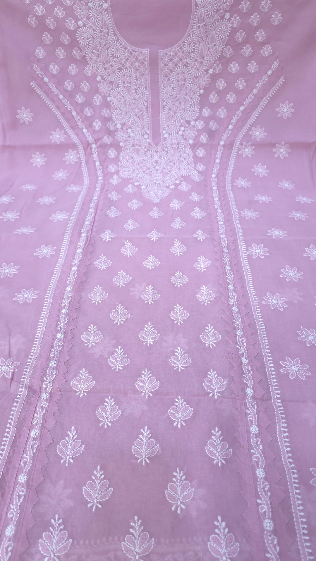 Darz Lucknowi Chikankari  Dress Material – Handmade Cotton Suit with Chiffon Dupatta