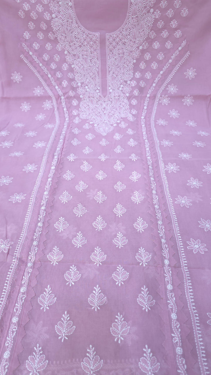 Darz Lucknowi Chikankari  Dress Material – Handmade Cotton Suit with Chiffon Dupatta