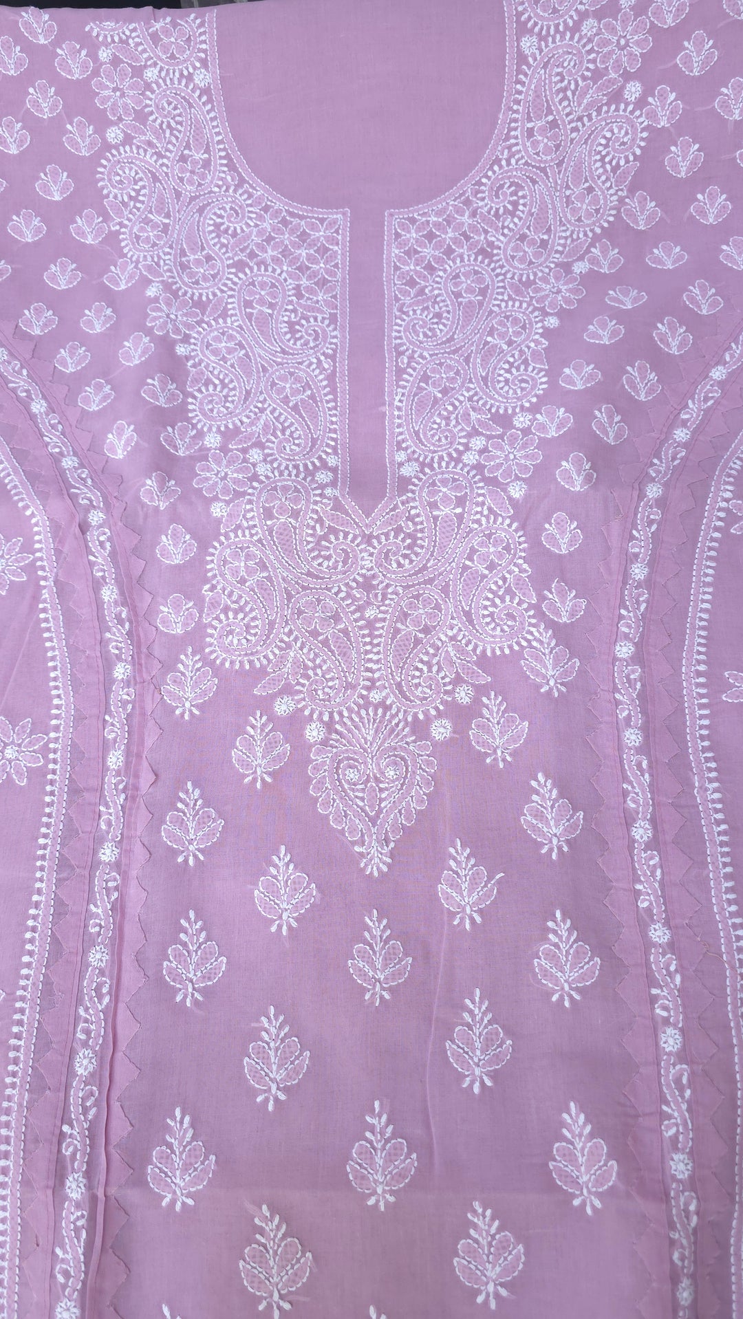 Darz Lucknowi Chikankari  Dress Material – Handmade Cotton Suit with Chiffon Dupatta