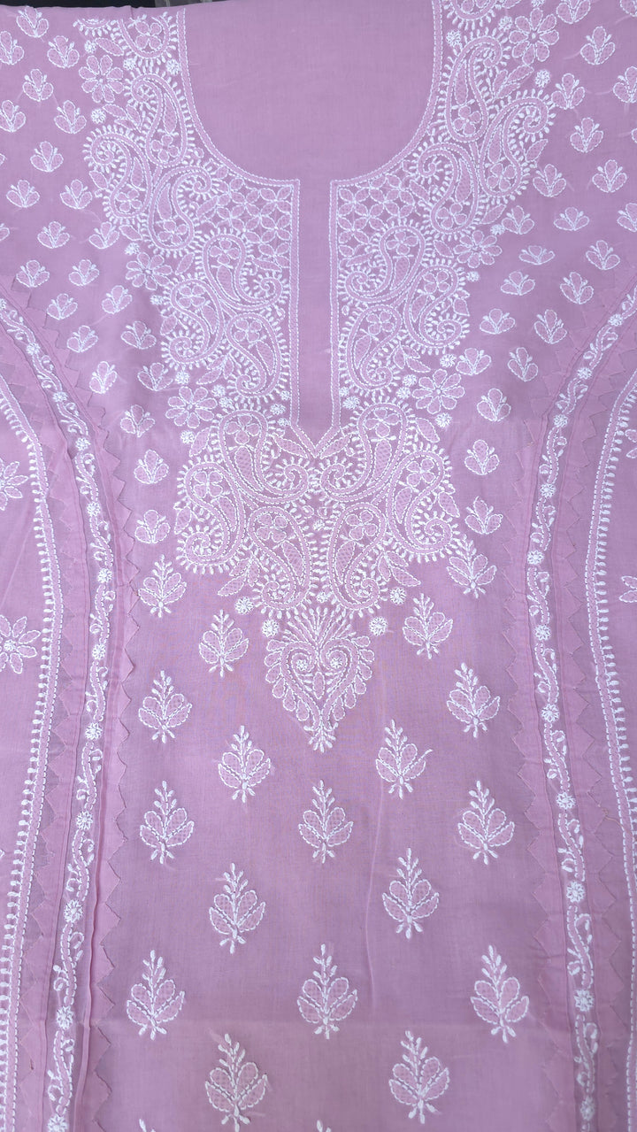 Darz Lucknowi Chikankari  Dress Material – Handmade Cotton Suit with Chiffon Dupatta