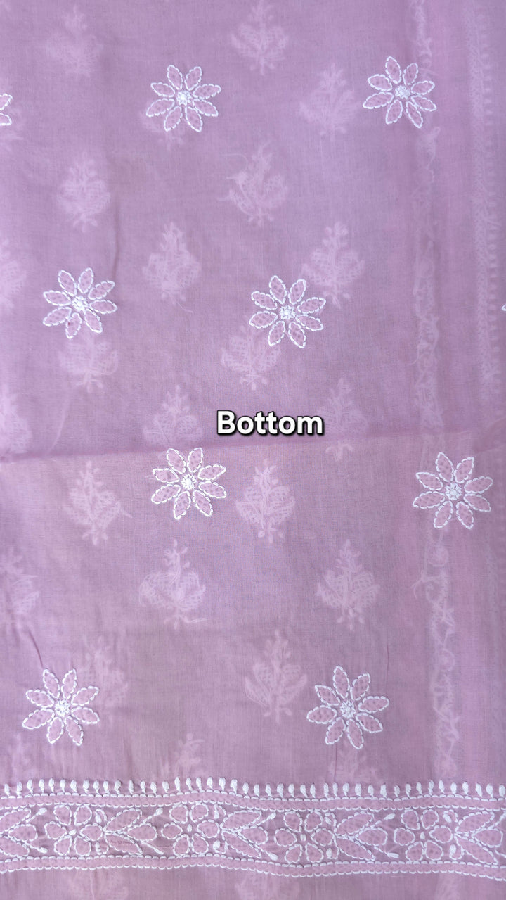 Darz Lucknowi Chikankari  Dress Material – Handmade Cotton Suit with Chiffon Dupatta