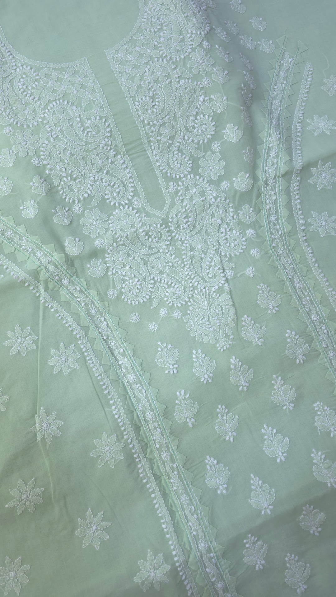 Darz Lucknowi Chikankari  Dress Material – Handmade Cotton Suit with Chiffon Dupatta