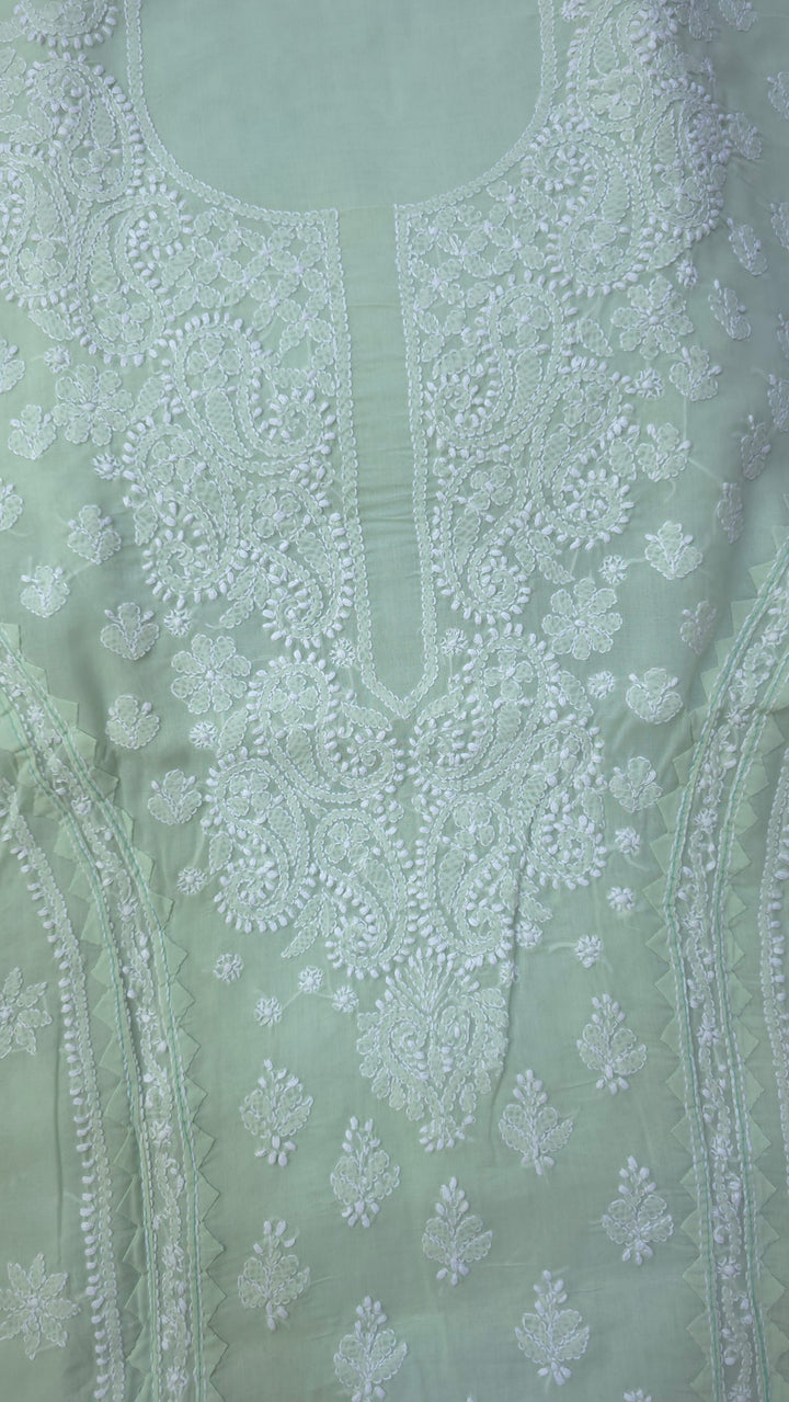 Darz Lucknowi Chikankari  Dress Material – Handmade Cotton Suit with Chiffon Dupatta