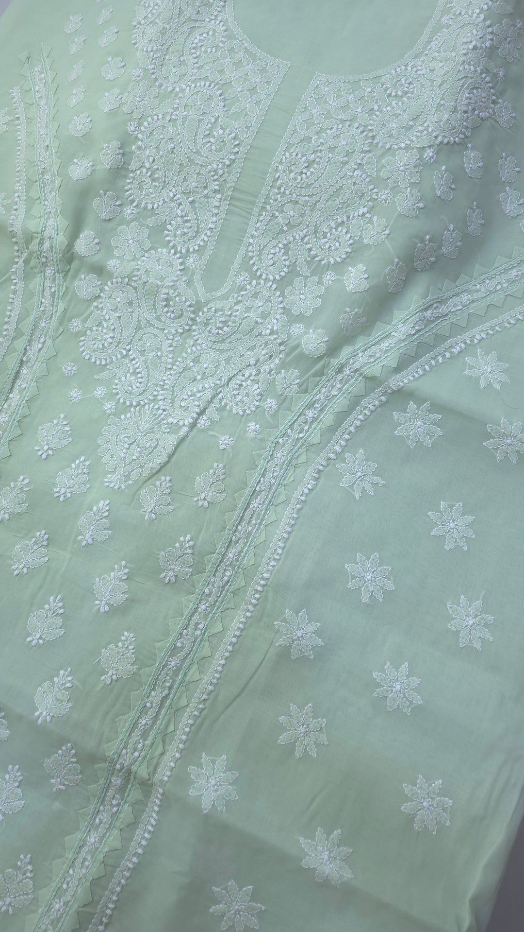 Darz Lucknowi Chikankari  Dress Material – Handmade Cotton Suit with Chiffon Dupatta