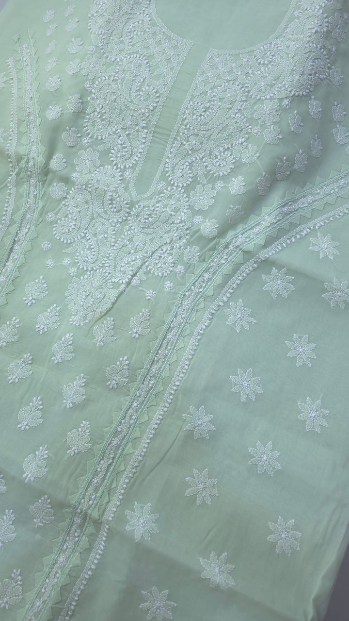 Darz Lucknowi Chikankari  Dress Material – Handmade Cotton Suit with Chiffon Dupatta