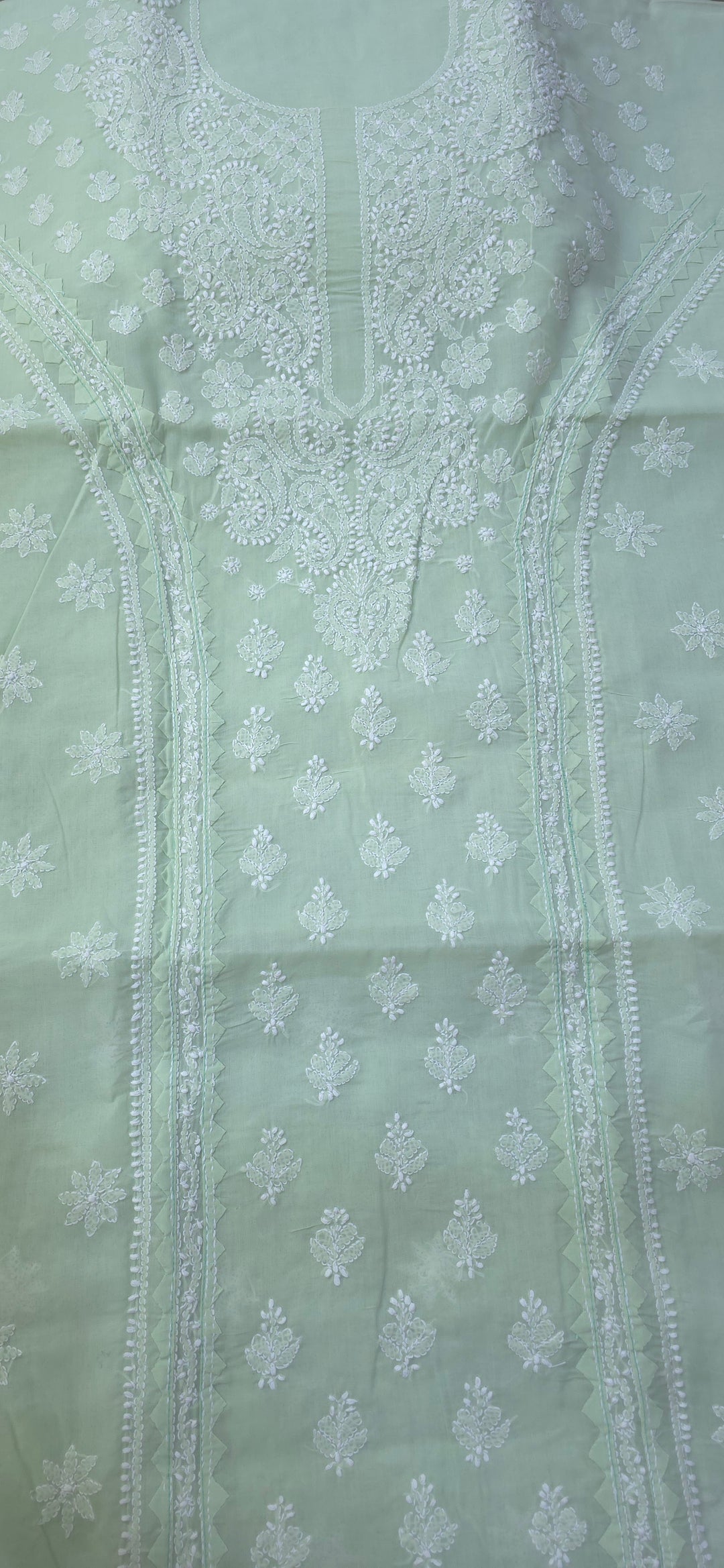 Darz Lucknowi Chikankari  Dress Material – Handmade Cotton Suit with Chiffon Dupatta