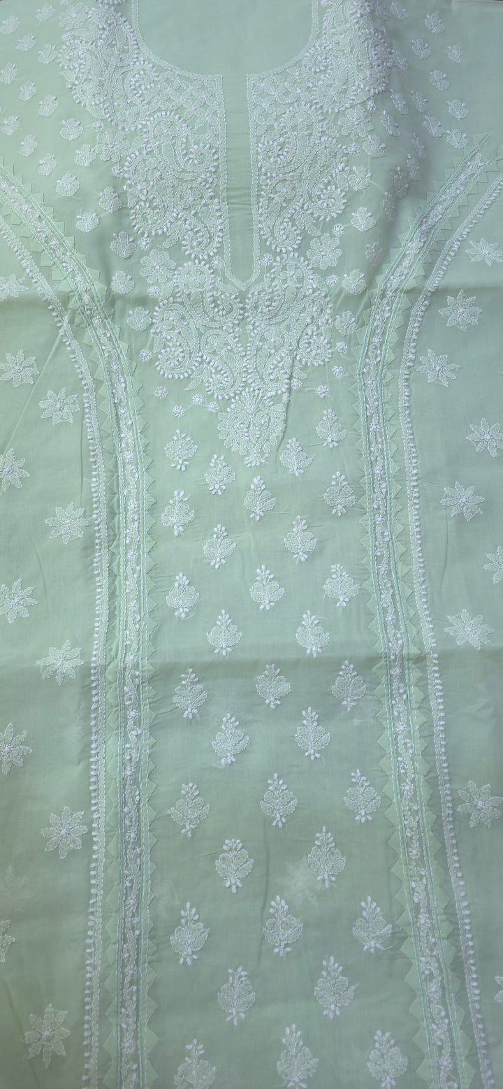 Darz Lucknowi Chikankari  Dress Material – Handmade Cotton Suit with Chiffon Dupatta
