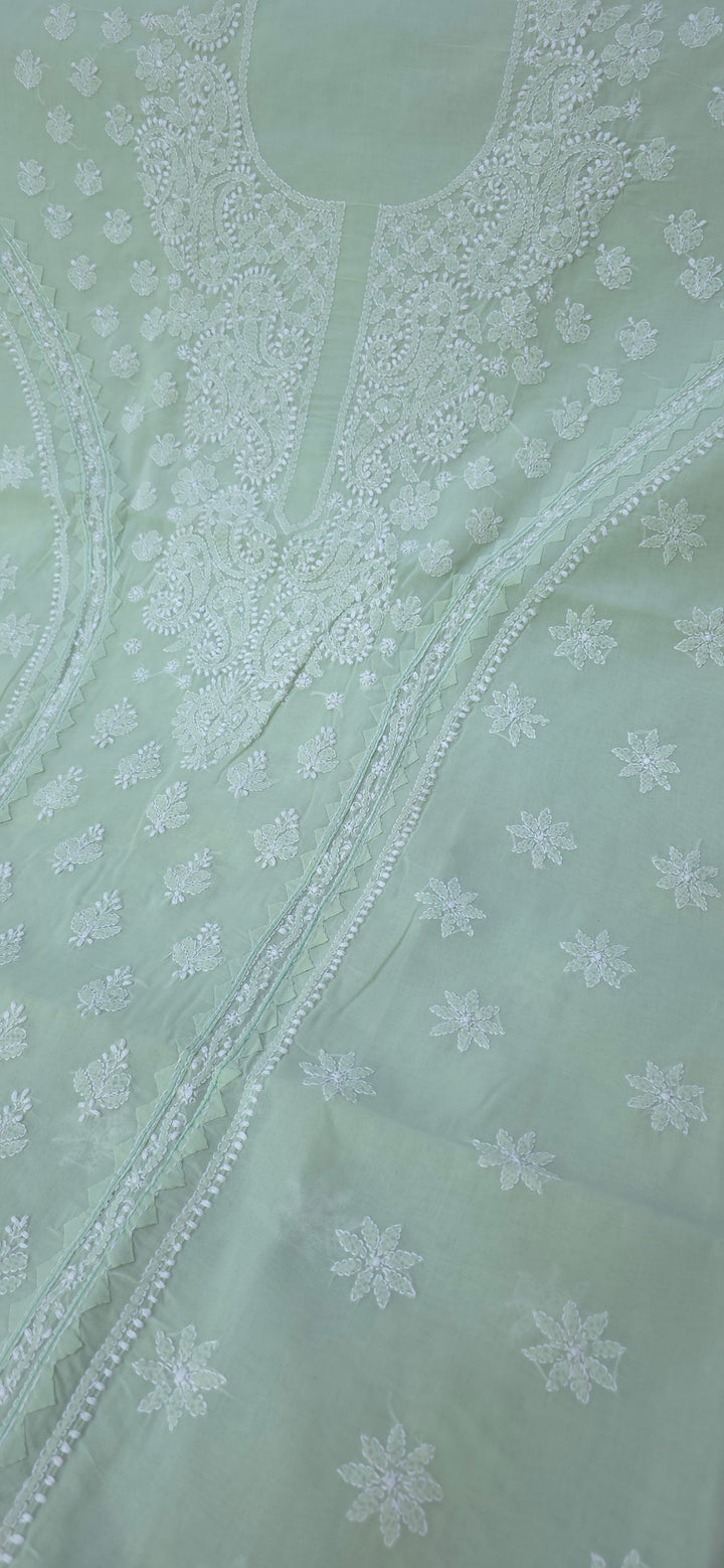 Darz Lucknowi Chikankari  Dress Material – Handmade Cotton Suit with Chiffon Dupatta